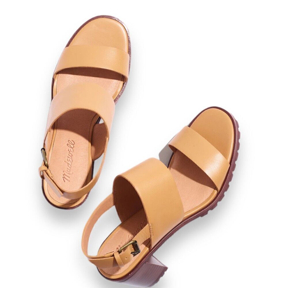Madewell‎ Shoes WMNS 5 Camel The Kiera Leather Lugsole Sandal ND958 Brown